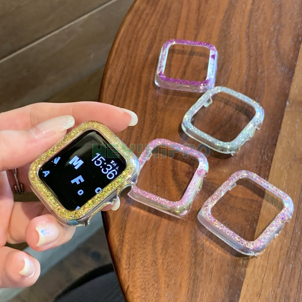 Sparkling นาฬิกาสําหรับ iwatch Series10 46 มม.42 มม.Pearl Shimmering Powder hard สําหรับ iwatch Series SE3 9 8 7 6 se 45 มม.41 มม.44 มม.40 มม.42 มม.38 มม.