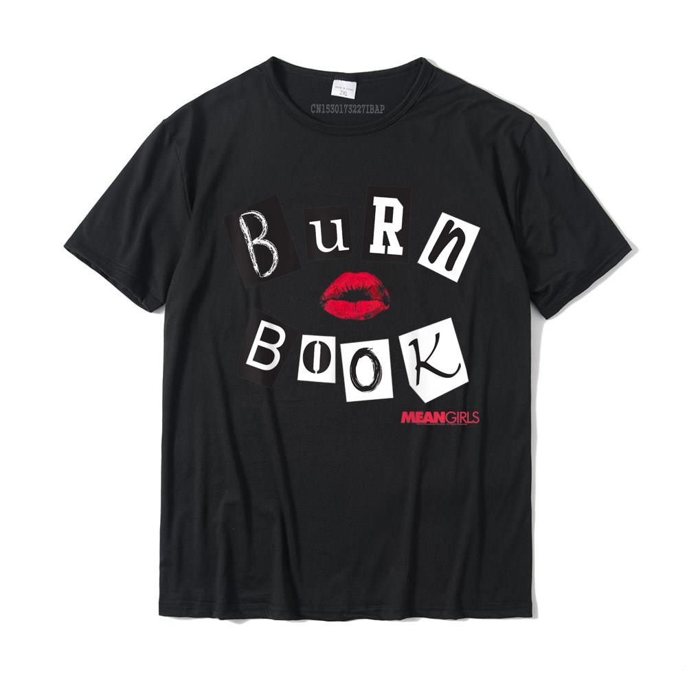Mean s Burn Book Cover เสื้อยืดกราฟิก Tops เสื้อฟิตเนสผ้าฝ้ายชายเสื้อยืดฟิตเนสแน่น