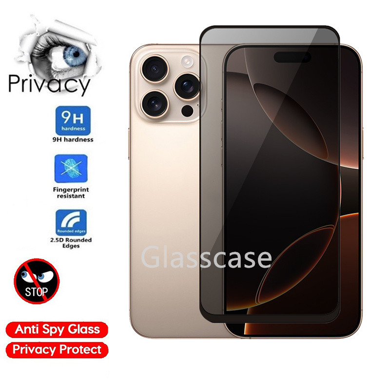 2 ชิ้นความเป็นส่วนตัวป้องกันหน้าจอกระจกนิรภัยสําหรับiPhone 16 15 14 13 12 11 Pro Max Mini 16 15 14 P