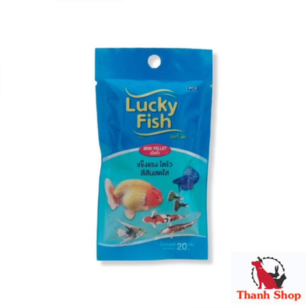 Lucky Fish อาหารปลาสวยงาม (เม็ดจิ๋ว) โตไว สีสันสวยงาม แข็งแรง 20 g.