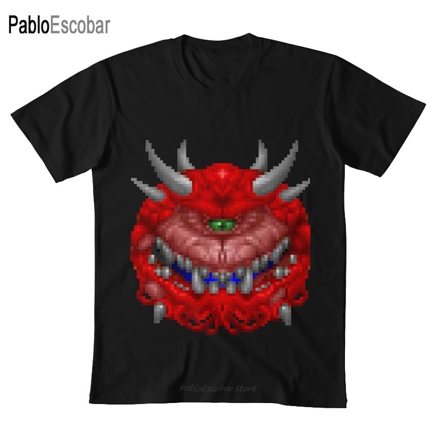 DOOM Cacodemon 1993 PC FPS T เสื้อ doom pc id เกมเล่นเกม gamer hell 90s cacodemon