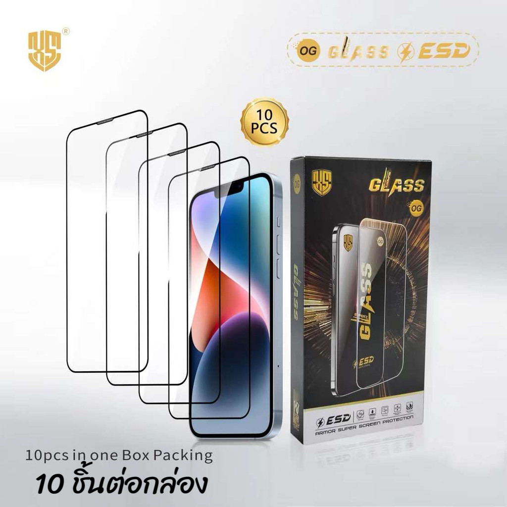 (ราคาส่ง 10in1)ฟิล์มกระจกสำหรับ vivo แบบเต็มจอจอโค้ง ป้องกันไฟฟ้าสถ OG Y15 Y17 Y11 Y12 V17 V19 V21 V25 Y19 Y72 Y31 V5 V7