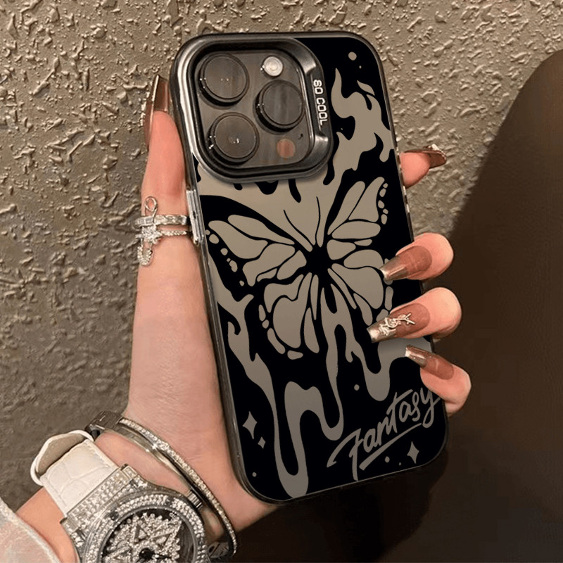 เคสโทรศัพท์แอปเปิ้ล ทนต่อสิ่งสกปรก 11 12 13 14 15 Pro Max XS X XR 7 8 14Plus ป้องกันการชนกันผีเสื้อสร้างสรรค์