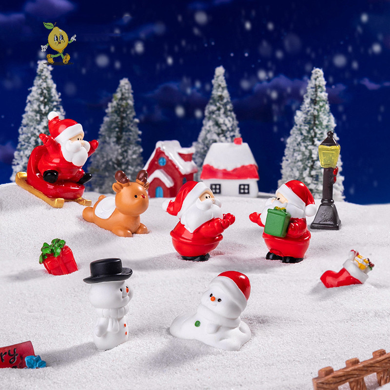 [mozh] 1pc ของขวัญปีใหม่ตกแต่งบ้าน Kawaii ตุ๊กตาคริสต์มาส Miniature Santa Claus Snowman Micro เครื่องประดับภูมิทัศน์ [TH]