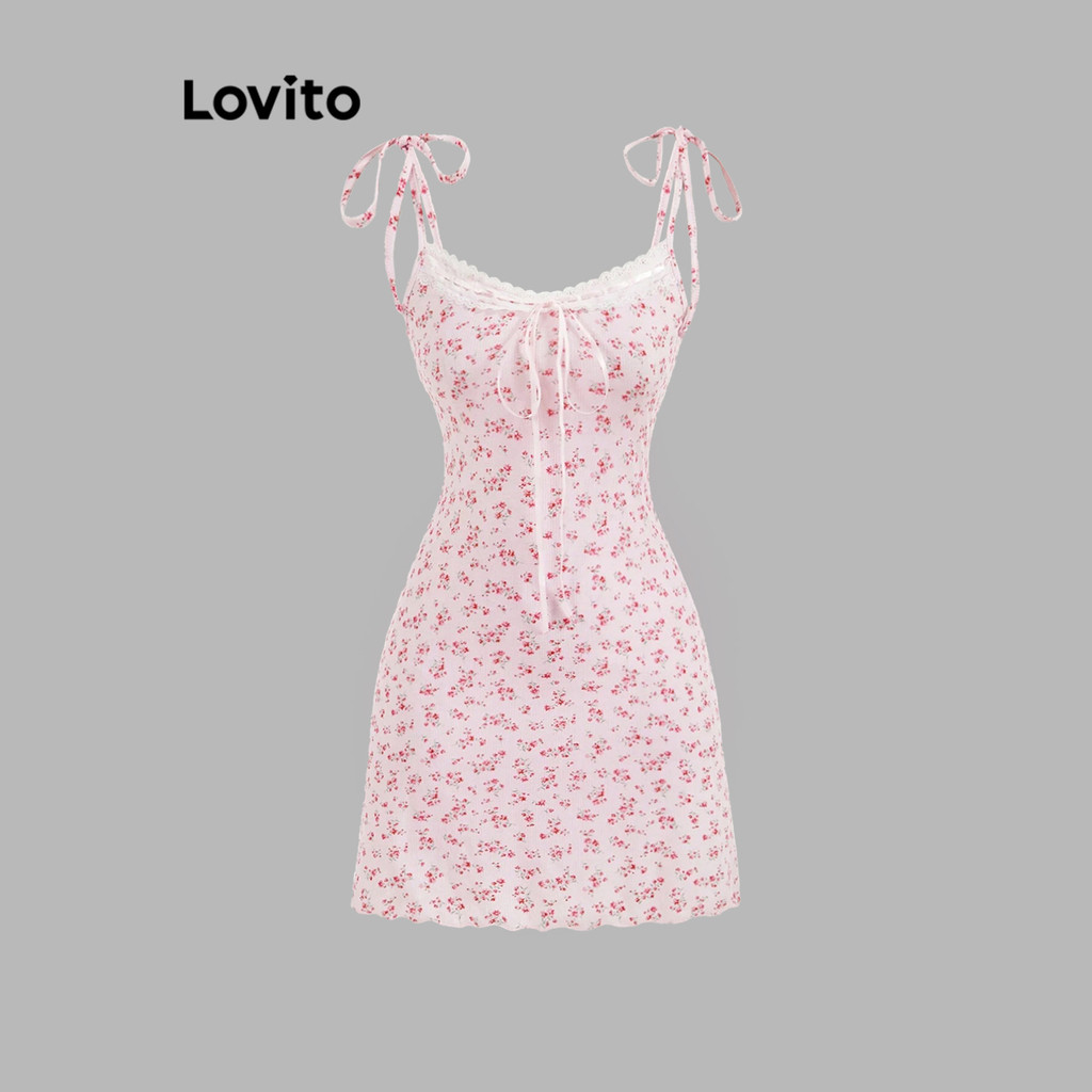 Lovito ชุดเดรสลูกไม้ลายดอกไม้ ดิทซี่ แบบสบาย ๆ สำหรับผู้หญิง L99ED682
