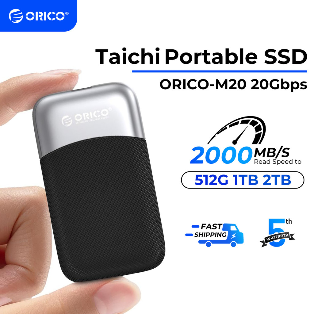 Orico 1TB ภายนอก SSD USB3.2 1000MB/s 2000MB/s ฮาร์ดไดรฟ์ภายนอกแบบพกพา (M20)