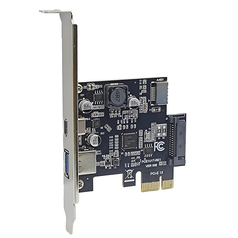 PCIE USB 3.0 + Type C + การ์ดขยาย Type-E พร้อมไฟ SATA NEC720201 ชิปคอนโทรลเลอร์ PCI Express X1 USB3.