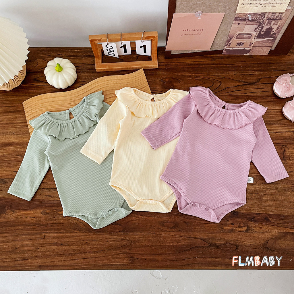 ทารกแรกเกิดสีทึบ ชุดรอมเปอร์ ผ้าฝ้ายนุ่มธรรมดาเด็กสาวเด็กบอดี้สูท 0-24 เดือน