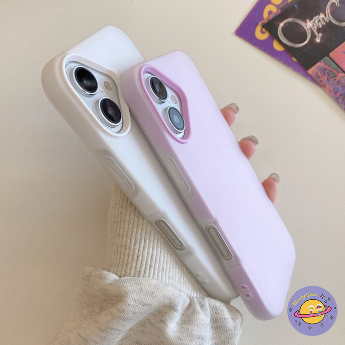Simple 2 in 1 Pure สีเคสโทรศัพท์สําหรับ iPhone 16 15 14 13 12 Pro Max 11 16Pro กันกระแทก TPU + PC Big Hole ป้องกันปกหลัง