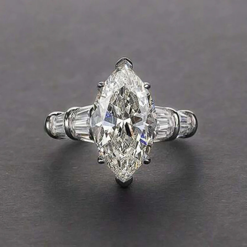 925 Steerling เงิน Marquise Cz คริสตัลงานแต่งงานแหวนผู้หญิงแฟชั่นสัญญาออกแบบข้อเสนอแหวน Lover Party อินเทรนด์หรูหราเครื่องประดับ