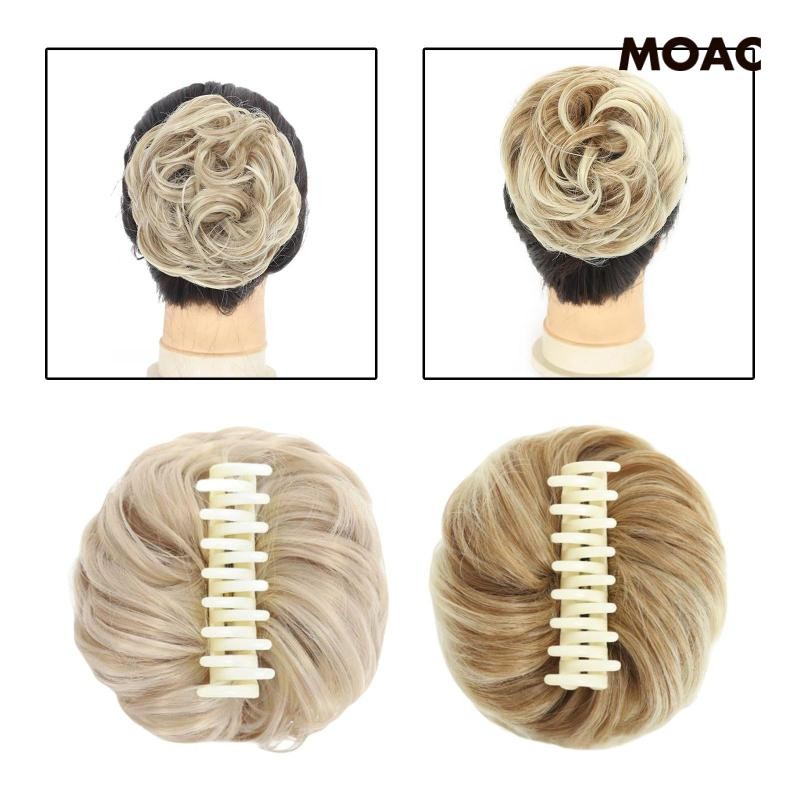 [ Messy Bun Hair Piece Clip Curly Wavy Faux Hair Clip Messy Hair Circle สําหรับ Adding Bun Fullness