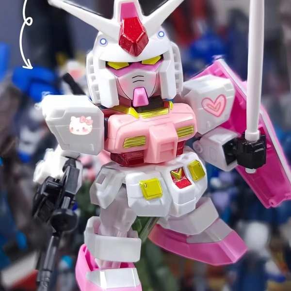 กันดั้ม กันดั้มแท้ Spot Hello Kitty สีชมพู Hello Kitty บรรพบุรุษ RX-78-2SD Assembly Model Gundam