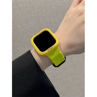 เคส + สายรัดซิลิโคนนุ่มกีฬา สำหรับ Apple Watch Series 10/9/8/7/6/5/4 Ultra 1/2 ขนาด 40/41/42/44/45/46/49 มม.