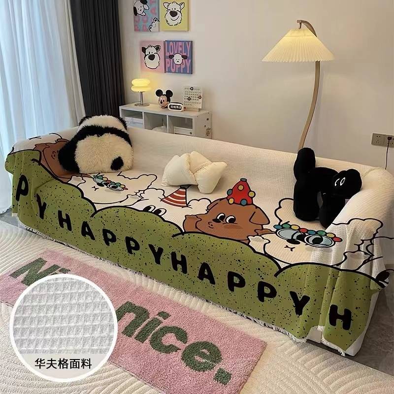 New Cute Sofa Cover Cover Towel Light Luxury Cartoon Cover Towel Sofa Cushion Non-Slip Anti-Cat Univ