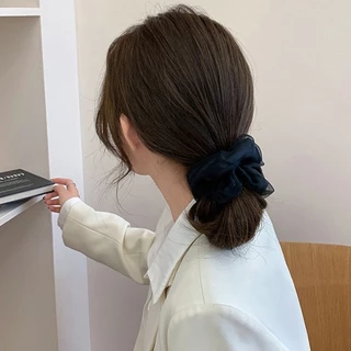 สีทึบตาข่ายที่เรียบง่ายขนาดใหญ่ลําไส้ผูกผมแฟชั่นที่สง่างามอเนกประสงค์ผม รโป ฝรั่งเศสหวานสดผูกผมอุปกรณ์