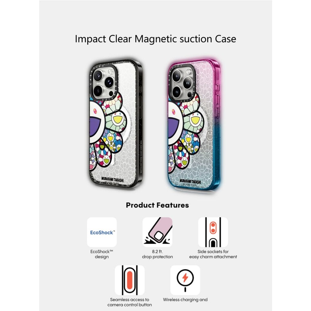 Casetify X สีสัน World แม่เหล็กดูด Hard อะคริลิคด้านหลังสําหรับ Apple IPhone 12 13 14 15 16 Pro Max Plus พร้อมกล่อง
