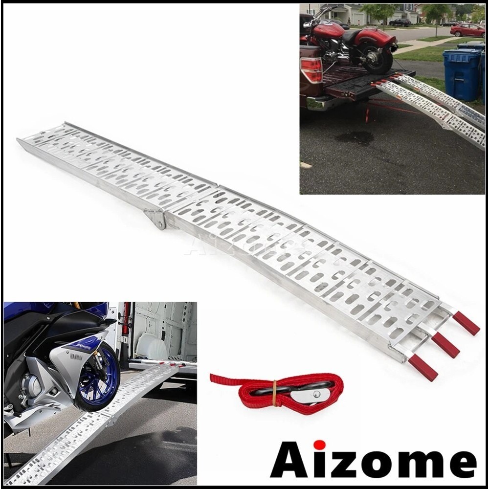 AI 1500LBS Aluminum Folding Loading Ramp For ATV UTV Lawn Mower Trailers Truck Car Dirt Pit Street B