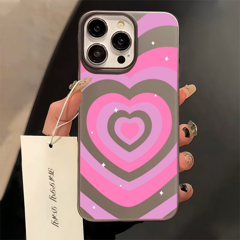 ฝาครอบโทรศัพท์นุ่มสีชมพูและสีขาวรักลามิเนตFor iPhone 11 13 15 เคส ไอโฟน12 14 ProMax 7 8Plus X XR XSMaxกันกระแทก