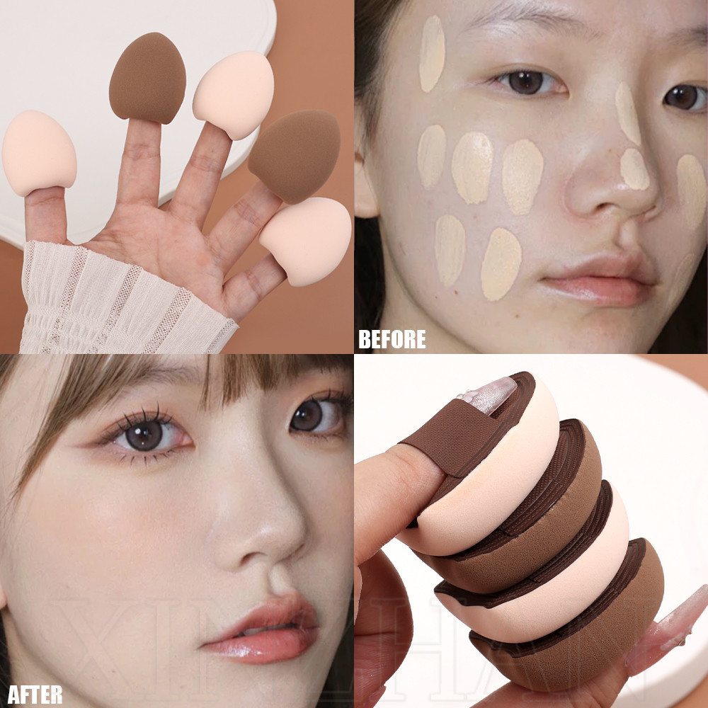 Mini Marshmallow Thumb Powder Puff-สําหรับคอนซีลเลอร์,รองพื้น,แป้งฝุ่น-นุ่มพิเศษ,หนา,เปียกแห้งใช้คู่-เครื่องมือแต่งหน้าความงาม-ฟองน้ําผสมเบาะลมน่ารัก