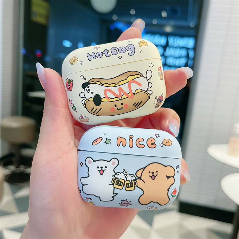 (เคส Airpods4) เคสลูกสุนัขน่ารักสําหรับ AirPods4(2024)1/2/3/Pro/Pro2 Frosting Full Protection Case