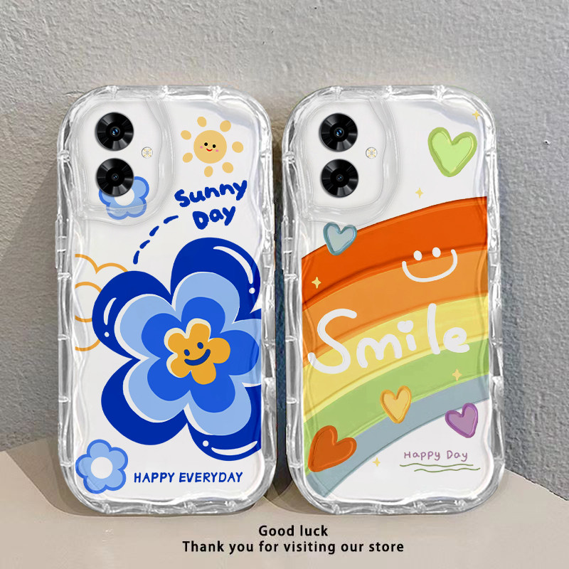 เคส Samsung A06 เคสโทรศัพท์แบบใสหนาลายสายรุ้งลายการ์ตูนแมวคลุมทั้งหมด TPU KFX2