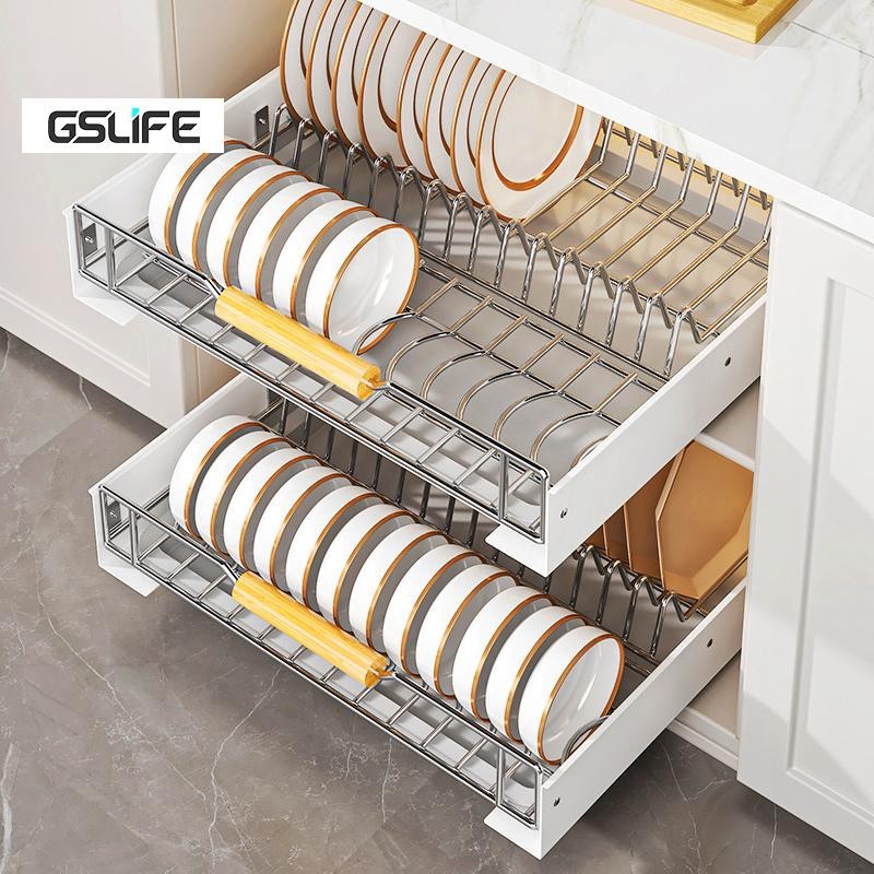 NBSail ชั้นวางจาน ชั้นวางจานแบบลิ้นชักพร้อมรางเลื่อน ตู้เก็บจานบิวท์อิน ชั้นวางของในบ้าน