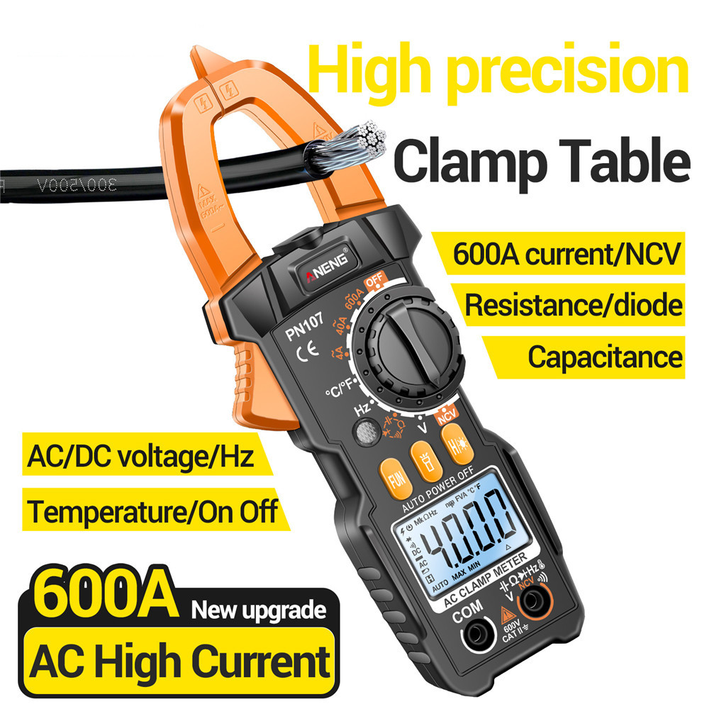 ANENG PN107 สมาร์ทแคลมป์มิเตอร์ดิจิตอลจอแสดงผลความแม่นยำสูง Multi-Function Multi-Function ช่างไฟฟ้าก