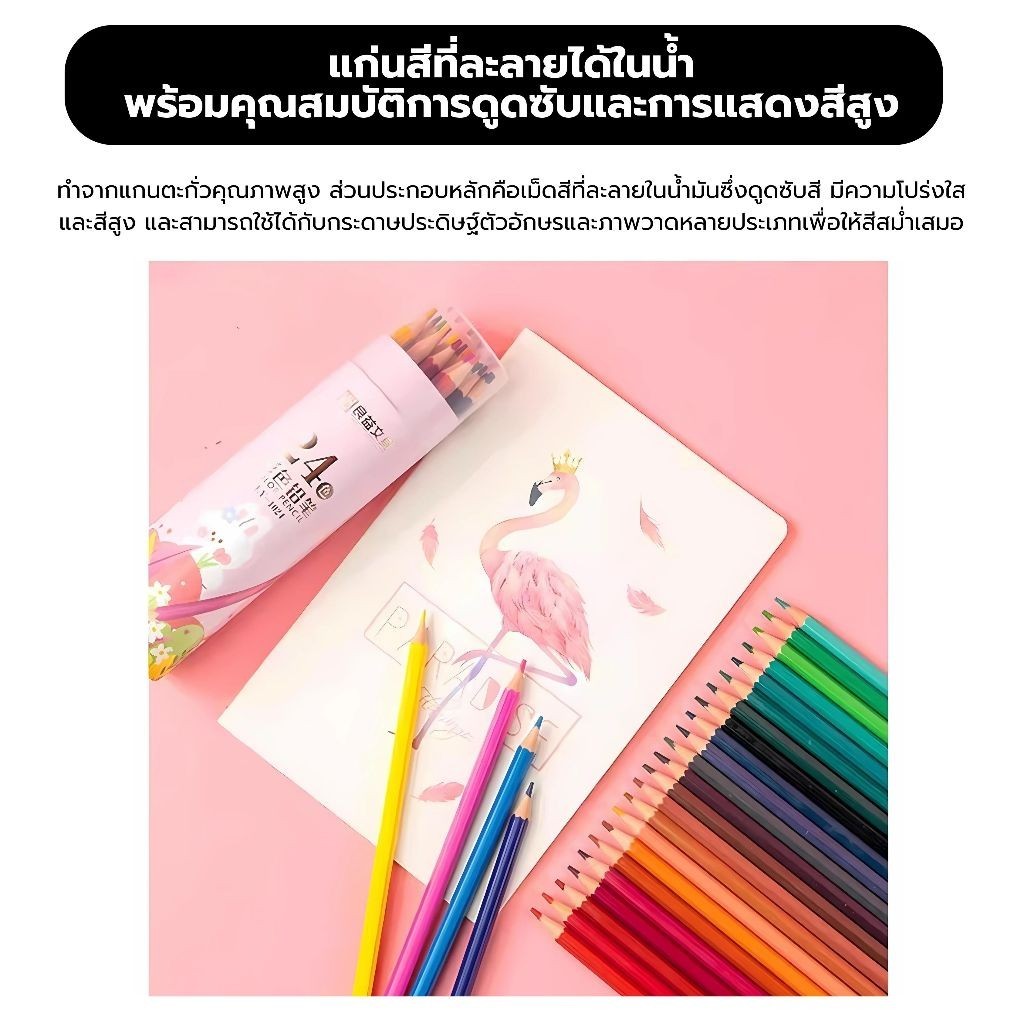 ดินสอสีไม้ สีไม้ 12สี/24สี/48สี ดินสอสีไม้ เครื่องเขียน ดินสอสี แท่งยาว สำหรับงานศิลปะ - รูปที่ 3