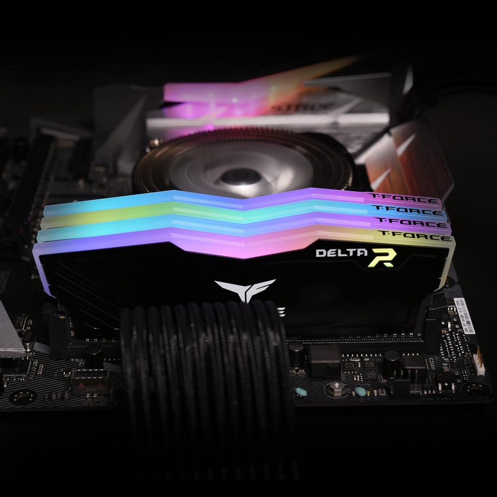 【Used 】Teamgroup T-Force Delta RGB DDR4 16GB 32GB CL16 โมดูลหน่วยความจําเดสก์ท็อป ram สีดํา