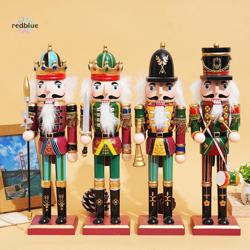 ใหม่ 1 ชิ้น 30 เซนติเมตรสไตล์วินเทจ Nutcracker หุ่นมือวาด Nutcracker เทศกาลสะสมหุ่นของเล่นของขวัญคริสต์มาสเครื่องประดับร้อน