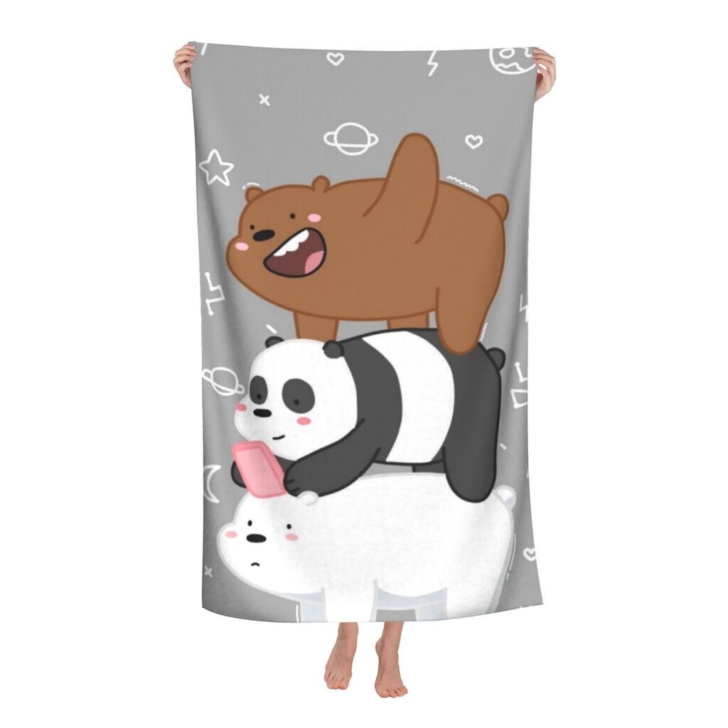 We Bare Bears ไมโครไฟเบอร์ Unisex ผ้าเช็ดตัวดูดซับผ้าเช็ดตัวผ้าเช็ดตัวขนาดมาตรฐาน 70140 ซม.yjn