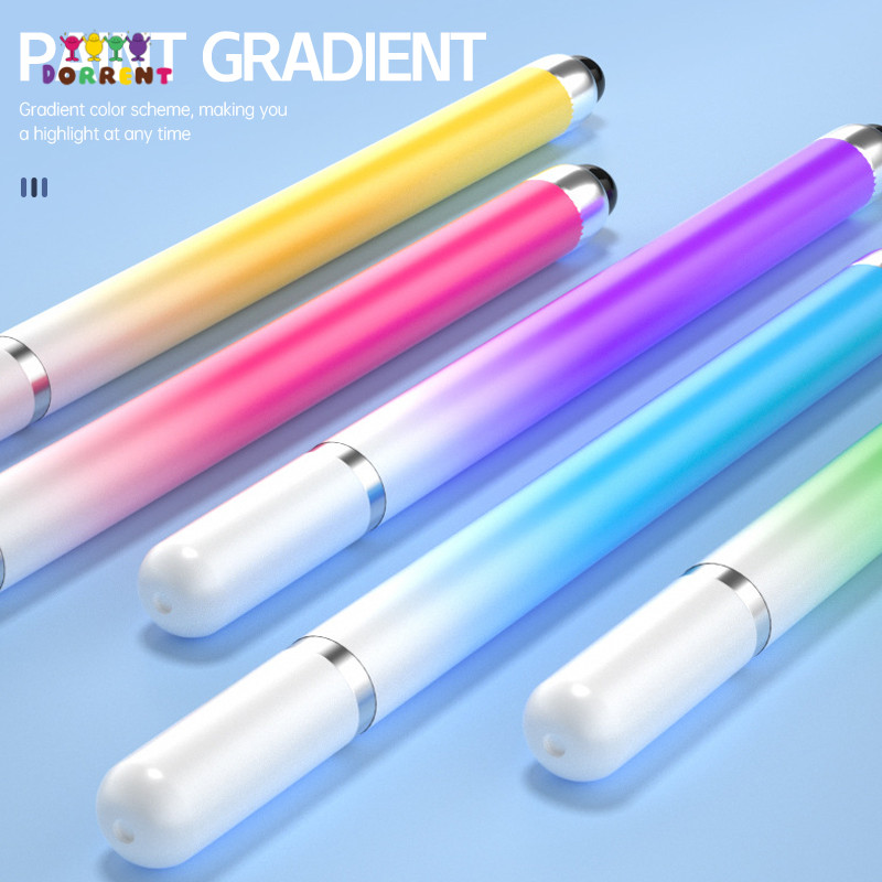 สีไล่ระดับสี Dual Head Touch Pen โทรศัพท์มือถือแท็บเล็ตปากกาเขียนด้วยลายมือแก้ไขภาพวาด Capacitive Pen-DOR