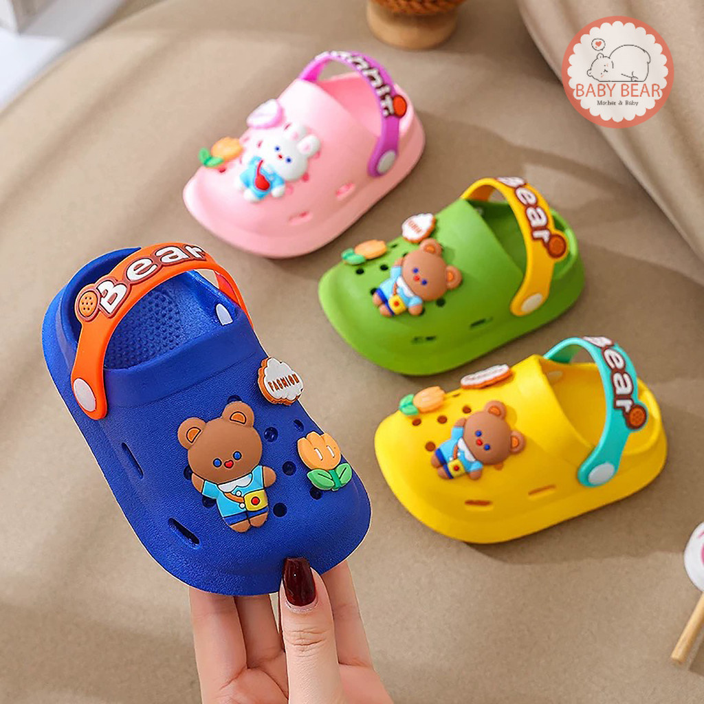 ใหม่ รองเท้าเด็ก รองเท้าหัวโต ลายกระต่าย น้องหมี ยางPVC พื้นรองเท้ากันลื่น