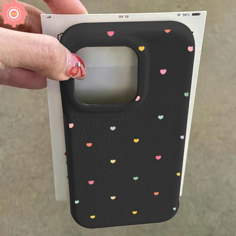 แฟชั่น Art Graffiti สีสร้างสรรค์น่ารักการ์ตูน Love Heart สําหรับ IPhone 11 16 15 14 12 13 Pro Max 15 13 14 16 Plus หรูหราลิ้นจี่หนังเนื้อนุ่ม