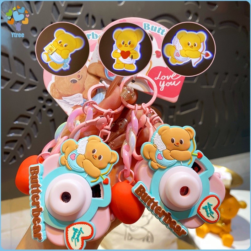 พร้อมส่ง 🧸พวงกุญแจหมีเนย Butter Bear น้องหมีเนย กล้องถ่ายรูป ฉายภาพโฮโลแกรม พวงกุญแจบัตเตอร์แบร์ ลิขสิทธิ์จากจีน