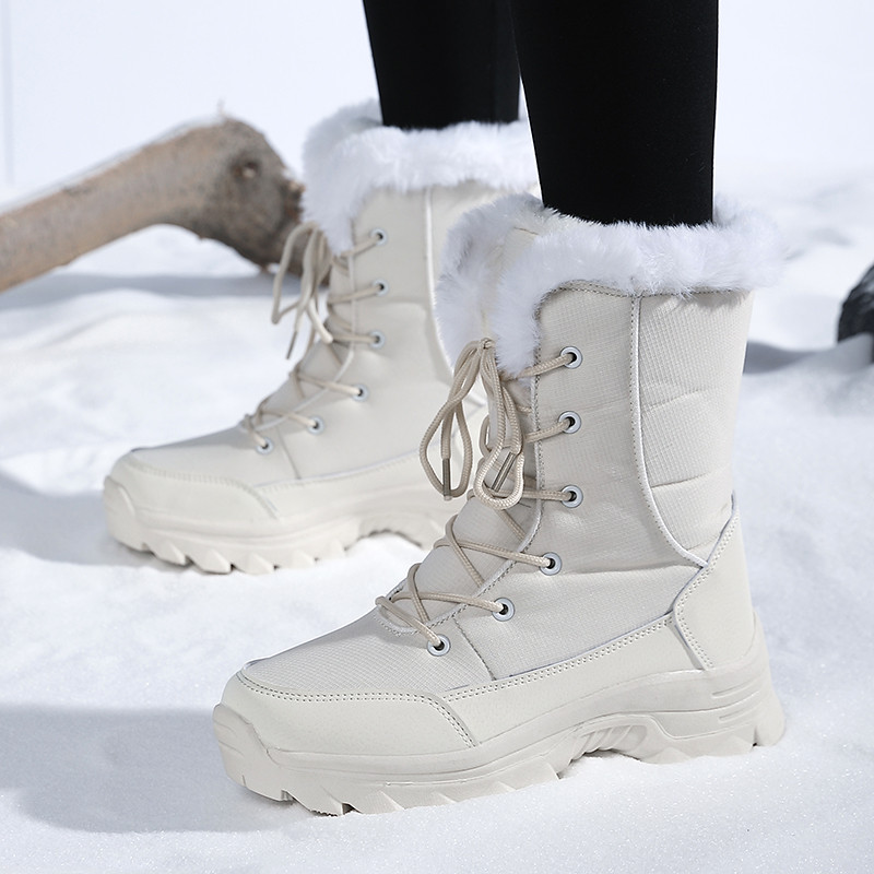 Ladies Snow Boots High-Top Womens Shoes Warm Cold-Proof Outdoor Cotton Shoes Fleece-Proof Cotton Sho