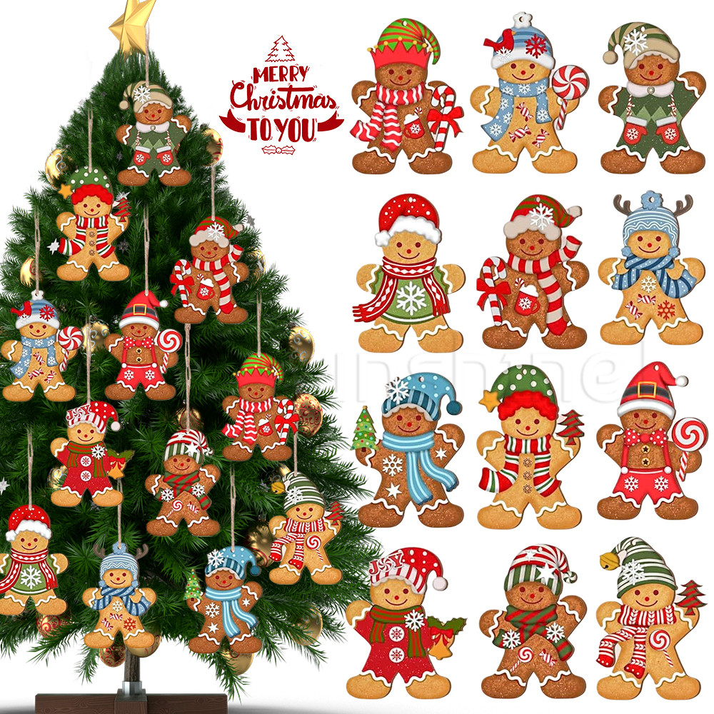 12 ชิ้น/เซ็ตการ์ตูนไม้ Gingerbread Man จี้-Xmas Tree ตกแต่ง Props-คริสต์มาสแบบดั้งเดิม Gingerbread Man แขวนเครื่องประดับ - Christmas Home Decor ผลิตภัณฑ์