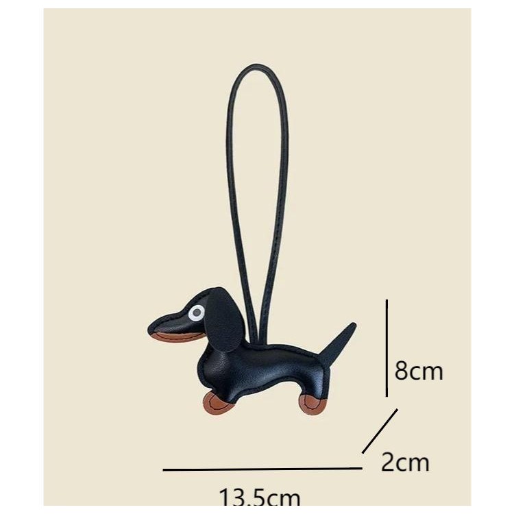 Schwarz ENTENNE ลูกสุนัขดัชชุนกระเป๋าจี้ Pu น่ารักสร้างสรรค์ระดับไฮเอนด์