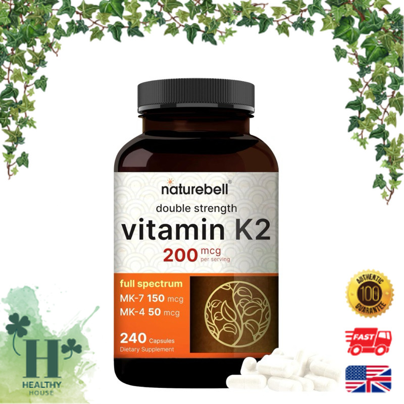 NatureBell Full Spectrum Vitamin K2 Supplement with MK-7 & MK-4, 200 mcg, 240 Capsules