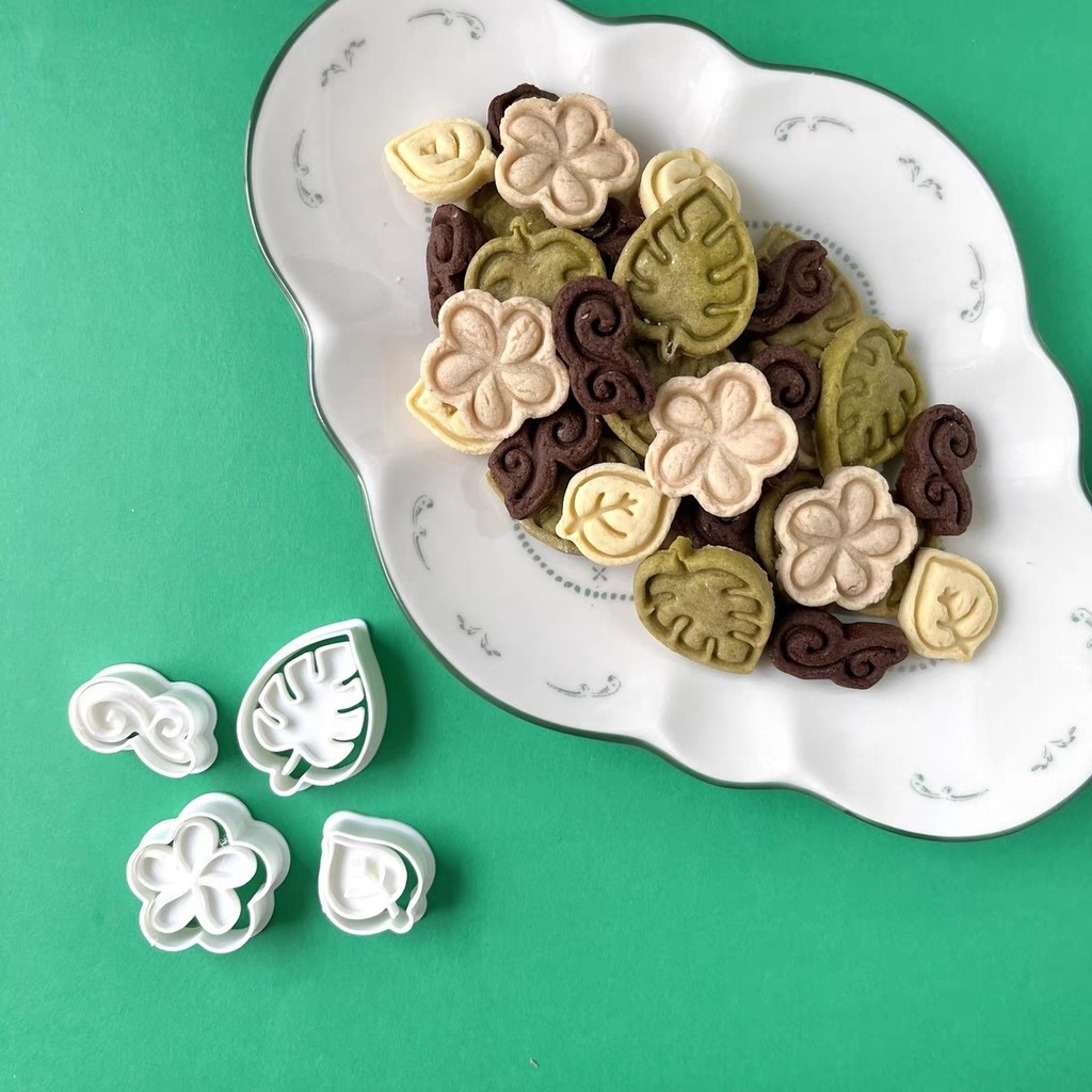 เครื่องมืออบขนมใบเล็กสดแม่พิมพ์บิสกิตมินิ Monstera Egg Flower Vine Cookie Mold Fondant Mold Cake Mold