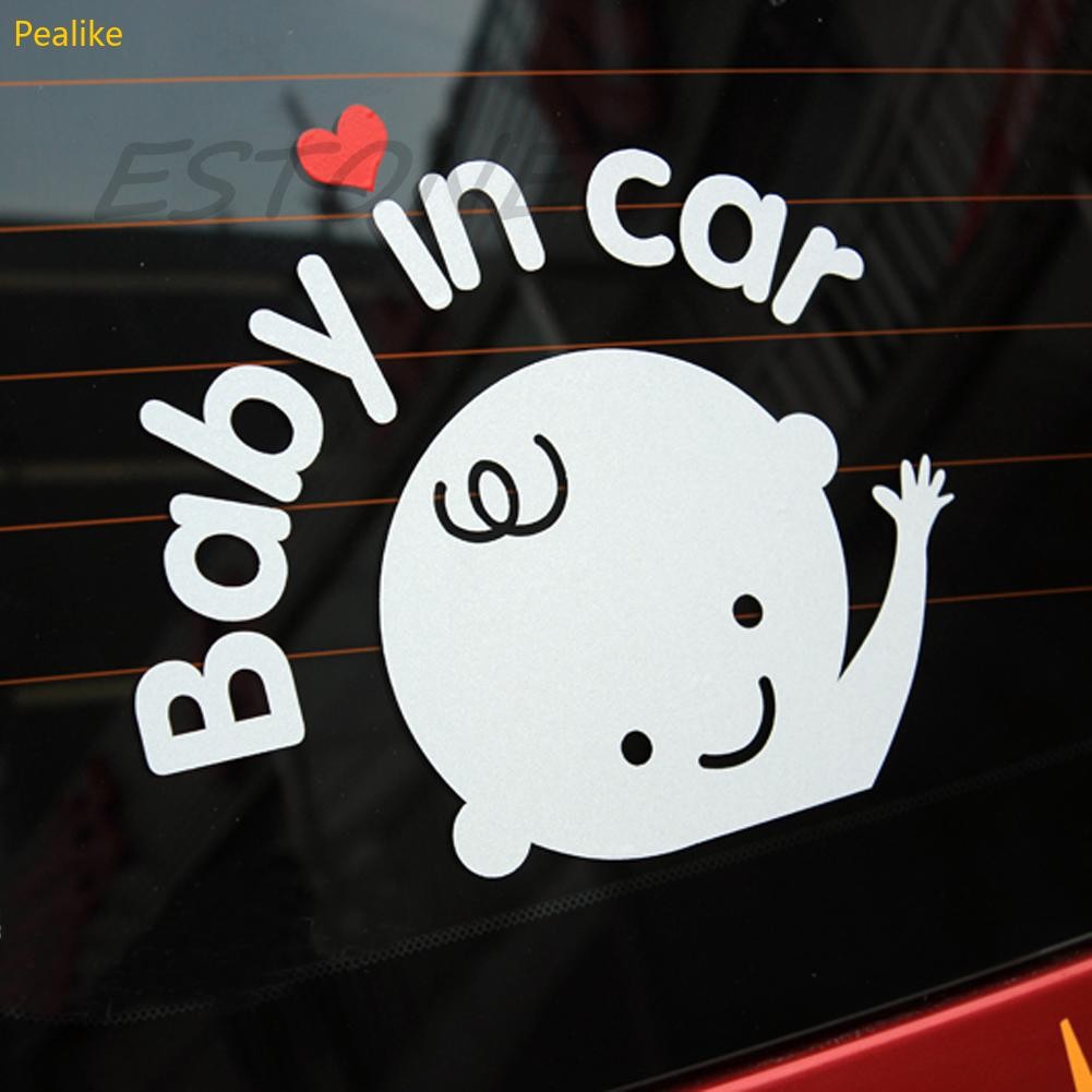 Pealike Baby In Car Waving Baby on Board ป้ายความปลอดภัยน่ารัก Decal สติกเกอร์ไวนิล