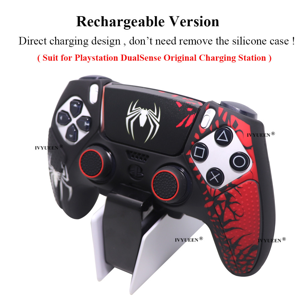 Ivyueen ซิลิโคนผิวสําหรับ PlayStation 5 PS5 Edge DualSense Controller Spider เคสป้องกัน Touch Pad สติกเกอร์