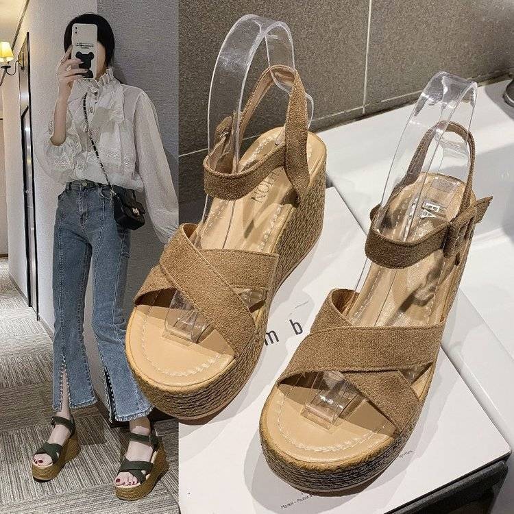 รองเท้าแตะพื้นหนา รองเท้าแตะ Over-Toe Slip-On เวอร์ชั่นเกาหลี