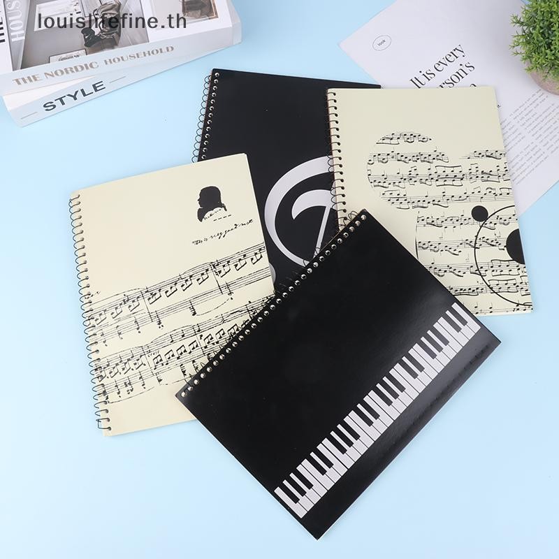 Louislifefine Blank Music Stationery Score Manuscript Book Wrig Stave Notebook สีดํา 50 แผ่นโน้ตบุ๊คสําหรับ Songwriters ใหม่