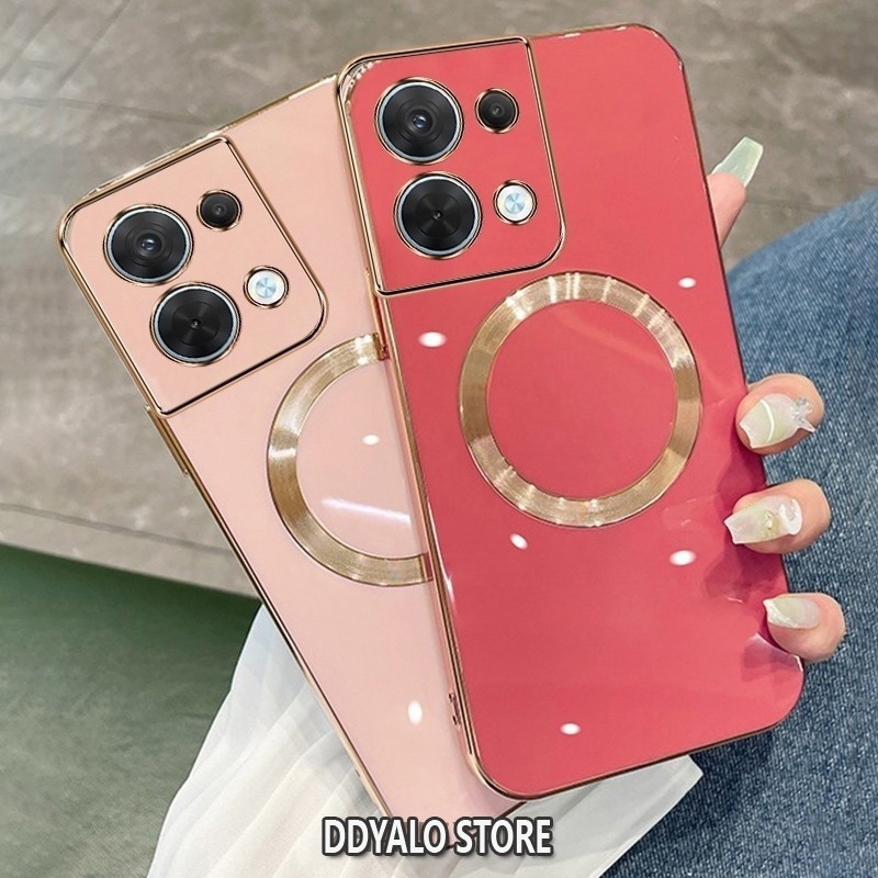ปลอกสําหรับ OPPO Reno 8 4G RENO 8 5G RENO 8 PRO กรณี Electroplated ซิลิโคน TPU เคสโทรศัพท์พร้อมแม่เหล็กดูดง่ายนุ่มกรณีชุบ Squaer Edge ฝาครอบ
