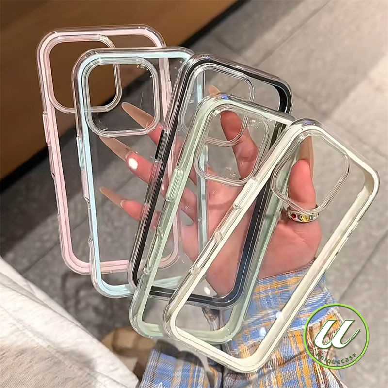 เคสไอโฟน 11 รองเท้ามาการูนสีลูกอม 2 in 1 นุ่มโปร่งใส สำหรับ IPhone 12 14 15 11 13 16 Pro Max 16 12 13 Pro 14 16 15 Plus