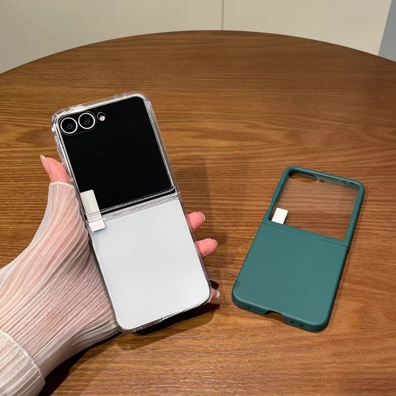 เคสเคสแข็งหน้าต่างขนาดใหญ่บางเฉียบสําหรับ Samsung Galaxy Z Flip 7 Z Flip 6 Z Flip 5 ฝาครอบพร้อมฟิล์มกระจกนิรภัยป้องกันฝาหลัง - รูปที่ 2