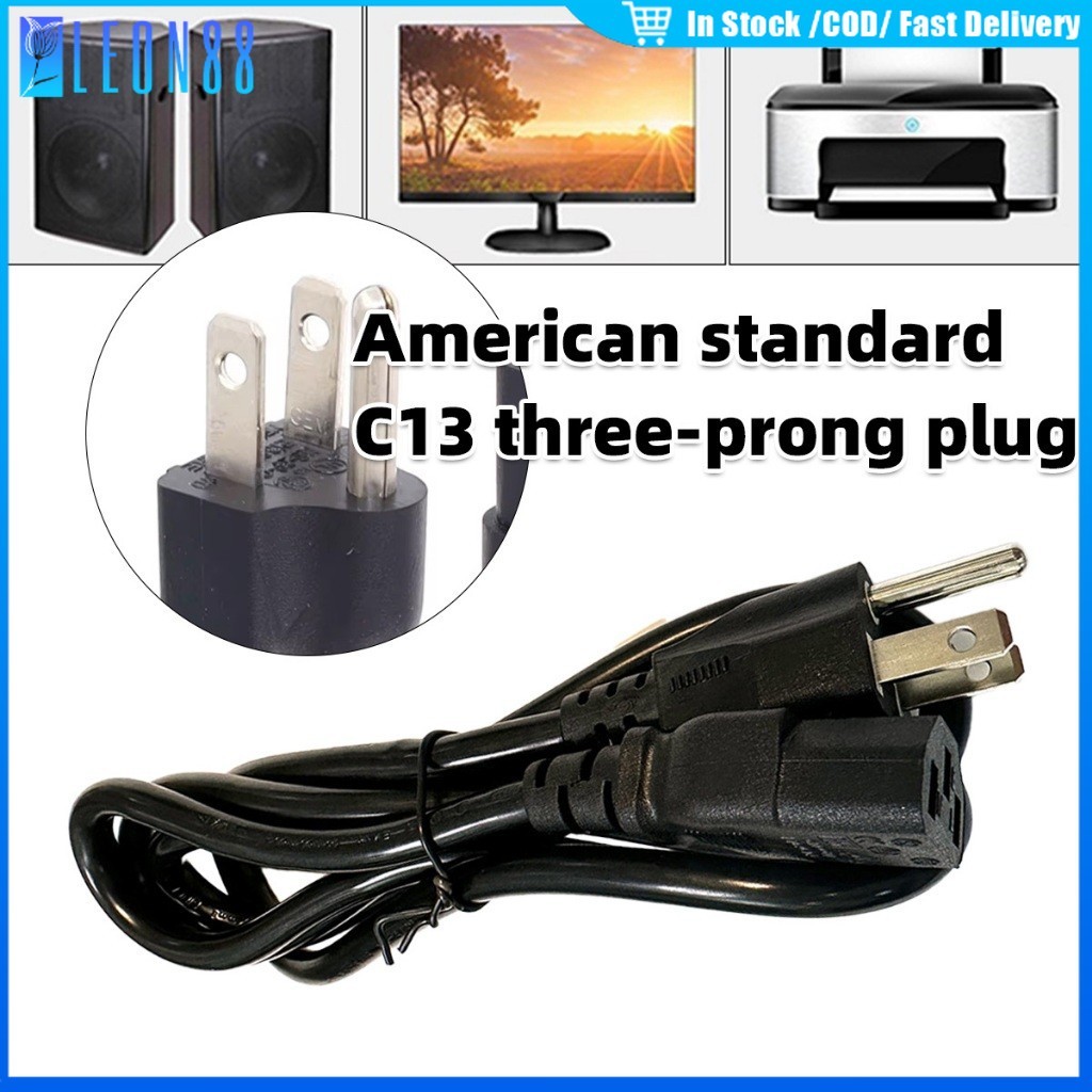 ของมาใหม่！สายไฟ AC แบบ3 รูกลม หัวปลั๊ก3ขา ยาว1.5M Plug US สำหรับคอมพิวเตอร์ เครื่องพิมพ์ โปรเจคเตอร์