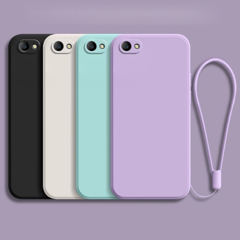 แฟชั่น ใหม่ Vivo Y71 Y83 Y55 Y53 2017 กรอบกันชนสี่เหลี่ยม Slim Soft TPU เคสซิลิโคนพร้อมสายคล้องมือ Lanyard
