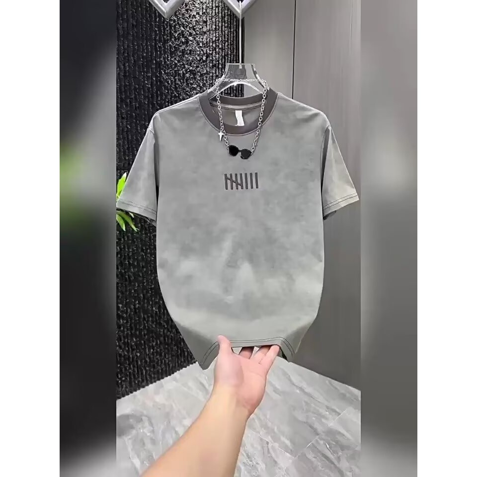 2025 ฤดูร้อนสั้น T Liquid Ammonia Cotton Tie-Dye เสื้อยืดผู้ชายรอบคอครึ่งแขน Casual Comfort